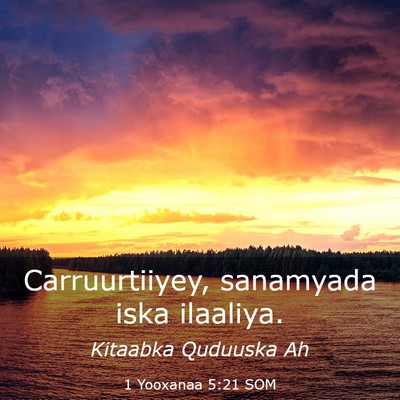 Picture 03 - 1 Yooxanaa 5:21 SOM - Carruurtiiyey, sanamyada iska - Bible Verse Picture