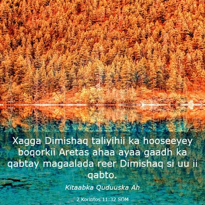 Picture 03 - 2 Korintos 11:32 SOM - Xagga Dimishaq taliyihii ka hooseeyey boqorkii - Bible Verse Picture