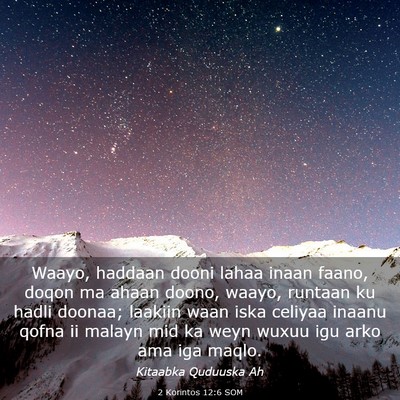 Picture 03 - 2 Korintos 12:6 SOM - Waayo, haddaan dooni lahaa inaan faano, doqon ma - Bible Verse Picture