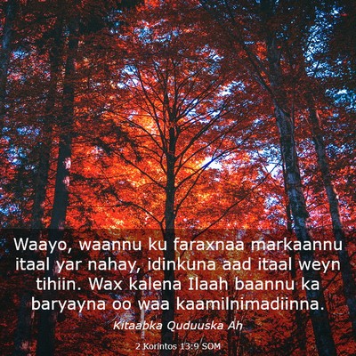 Picture 03 - 2 Korintos 13:9 SOM - Waayo, waannu ku faraxnaa markaannu itaal yar - Bible Verse Picture