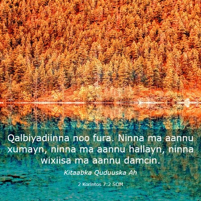 Picture 03 - 2 Korintos 7:2 SOM - Qalbiyadiinna noo fura. Ninna ma aannu xumayn, - Bible Verse Picture