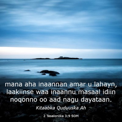 Picture 03 - 2 Tesaloniika 3:9 SOM - mana aha inaannan amar u lahayn, laakiinse waa - Bible Verse Picture