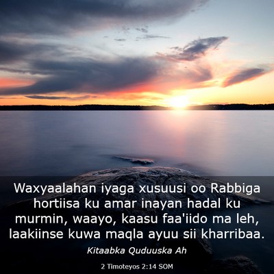 Picture 03 - 2 Timoteyos 2:14 SOM - Waxyaalahan iyaga xusuusi oo Rabbiga hortiisa ku - Bible Verse Picture