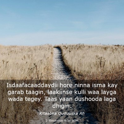 Picture 03 - 2 Timoteyos 4:16 SOM - Isdaafacaaddaydii hore ninna isma kay garab - Bible Verse Picture