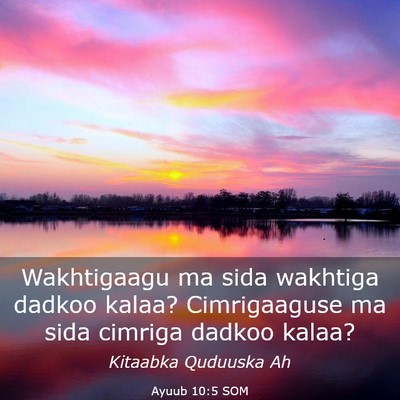 Picture 03 - Ayuub 10:5 SOM - Wakhtigaagu ma sida wakhtiga dadkoo kalaa? - Bible Verse Picture