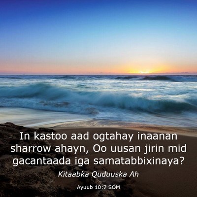 Picture 03 - Ayuub 10:7 SOM - In kastoo aad ogtahay inaanan sharrow ahayn, Oo - Bible Verse Picture