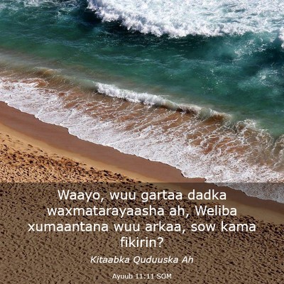Picture 03 - Ayuub 11:11 SOM - Waayo, wuu gartaa dadka waxmatarayaasha ah, - Bible Verse Picture