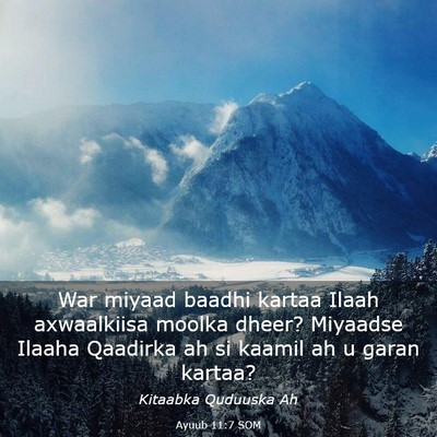 Picture 03 - Ayuub 11:7 SOM - War miyaad baadhi kartaa Ilaah axwaalkiisa moolka - Bible Verse Picture