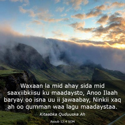 Picture 03 - Ayuub 12:4 SOM - Waxaan la mid ahay sida mid saaxiibkiisu ku - Bible Verse Picture
