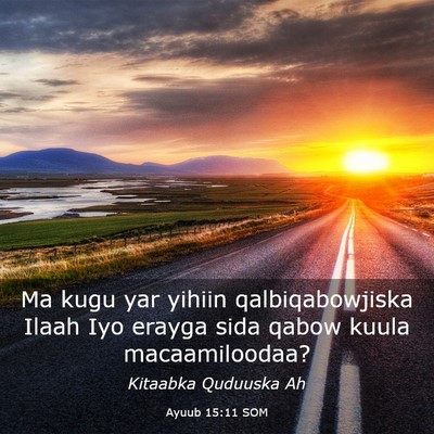 Picture 03 - Ayuub 15:11 SOM - Ma kugu yar yihiin qalbiqabowjiska Ilaah Iyo - Bible Verse Picture