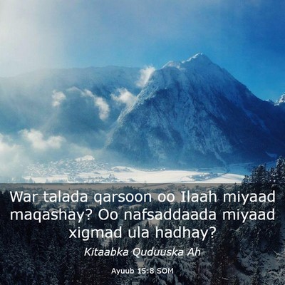 Picture 03 - Ayuub 15:8 SOM - War talada qarsoon oo Ilaah miyaad maqashay? Oo - Bible Verse Picture