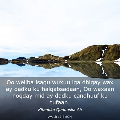 Picture 03 - Ayuub 17:6 SOM - Oo weliba isagu wuxuu iga dhigay wax ay dadku ku - Bible Verse Picture