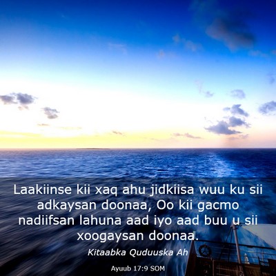Picture 03 - Ayuub 17:9 SOM - Laakiinse kii xaq ahu jidkiisa wuu ku sii - Bible Verse Picture