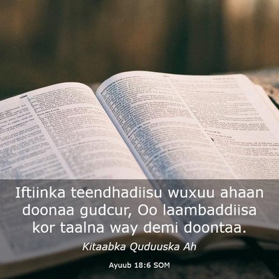 Picture 03 - Ayuub 18:6 SOM - Iftiinka teendhadiisu wuxuu ahaan doonaa gudcur, - Bible Verse Picture