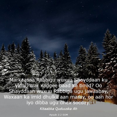 Picture 03 - Ayuub 2:2 SOM - Markaasaa Rabbigu wuxuu Shayddaan ku yidhi, War - Bible Verse Picture