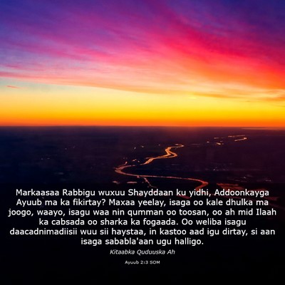 Picture 03 - Ayuub 2:3 SOM - Markaasaa Rabbigu wuxuu Shayddaan ku yidhi, - Bible Verse Picture