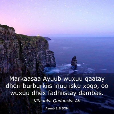 Picture 03 - Ayuub 2:8 SOM - Markaasaa Ayuub wuxuu qaatay dheri burburkiis - Bible Verse Picture