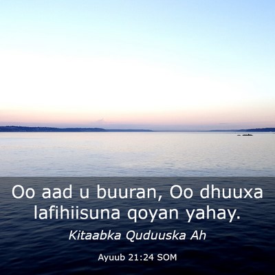 Picture 03 - Ayuub 21:24 SOM - Oo aad u buuran, Oo dhuuxa lafihiisuna qoyan - Bible Verse Picture