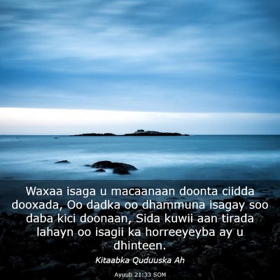Picture 03 - Ayuub 21:33 SOM - Waxaa isaga u macaanaan doonta ciidda dooxada, Oo - Bible Verse Picture