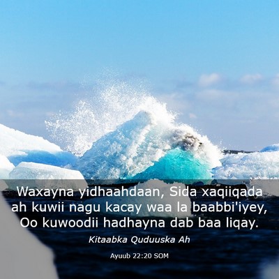 Picture 03 - Ayuub 22:20 SOM - Waxayna yidhaahdaan, Sida xaqiiqada ah kuwii nagu - Bible Verse Picture