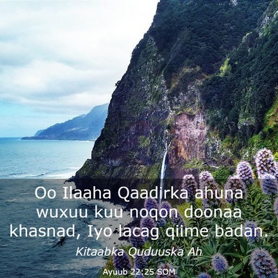 Picture 03 - Ayuub 22:25 SOM - Oo Ilaaha Qaadirka ahuna wuxuu kuu noqon doonaa - Bible Verse Picture