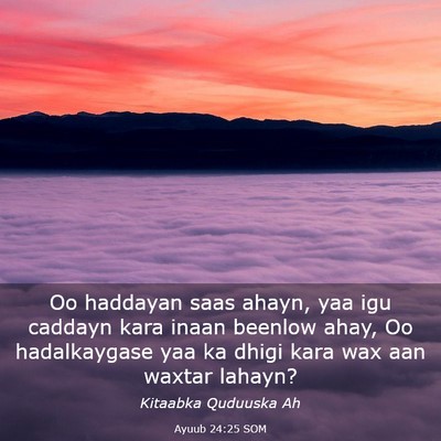 Picture 03 - Ayuub 24:25 SOM - Oo haddayan saas ahayn, yaa igu caddayn kara - Bible Verse Picture
