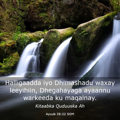 Picture 03 - Ayuub 28:22 SOM - Halligaadda iyo Dhimashadu waxay leeyihiin, - Bible Verse Picture