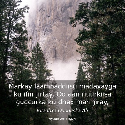 Picture 03 - Ayuub 29:3 SOM - Markay laambaddiisu madaxayga ku ifin jirtay, Oo - Bible Verse Picture