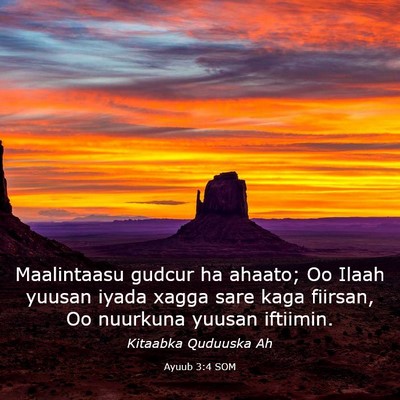 Picture 03 - Ayuub 3:4 SOM - Maalintaasu gudcur ha ahaato; Oo Ilaah yuusan - Bible Verse Picture