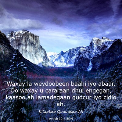 Picture 03 - Ayuub 30:3 SOM - Waxay la weydoobeen baahi iyo abaar, Oo waxay u - Bible Verse Picture