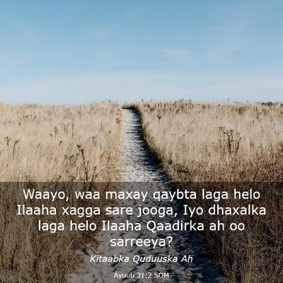 Picture 03 - Ayuub 31:2 SOM - Waayo, waa maxay qaybta laga helo Ilaaha xagga - Bible Verse Picture