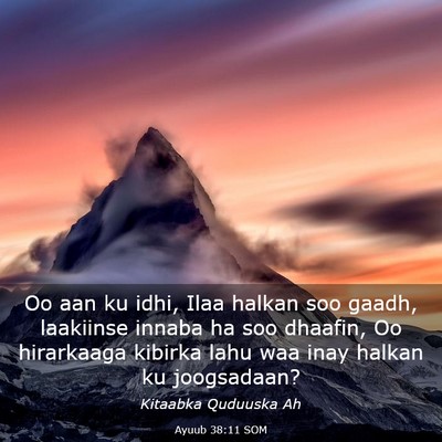 Picture 03 - Ayuub 38:11 SOM - Oo aan ku idhi, Ilaa halkan soo gaadh, laakiinse - Bible Verse Picture