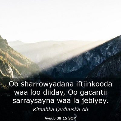 Picture 03 - Ayuub 38:15 SOM - Oo sharrowyadana iftiinkooda waa loo diiday, Oo - Bible Verse Picture