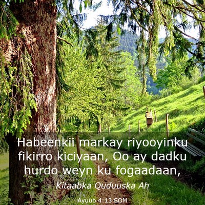 Picture 03 - Ayuub 4:13 SOM - Habeenkii markay riyooyinku fikirro kiciyaan, Oo - Bible Verse Picture