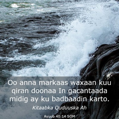 Picture 03 - Ayuub 40:14 SOM - Oo anna markaas waxaan kuu qiran doonaa In - Bible Verse Picture