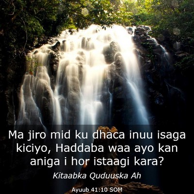 Picture 03 - Ayuub 41:10 SOM - Ma jiro mid ku dhaca inuu isaga kiciyo, Haddaba - Bible Verse Picture