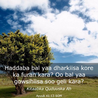 Picture 03 - Ayuub 41:13 SOM - Haddaba bal yaa dharkiisa kore ka furan kara? Oo - Bible Verse Picture