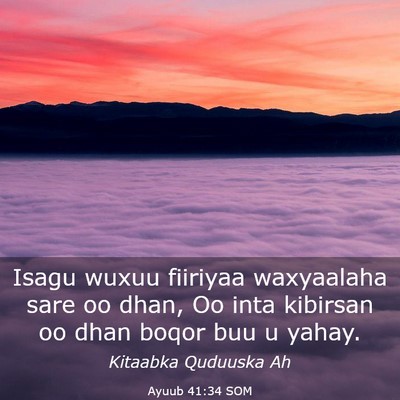 Picture 03 - Ayuub 41:34 SOM - Isagu wuxuu fiiriyaa waxyaalaha sare oo dhan, Oo - Bible Verse Picture