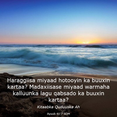 Picture 03 - Ayuub 41:7 SOM - Haraggiisa miyaad hotooyin ka buuxin kartaa? - Bible Verse Picture