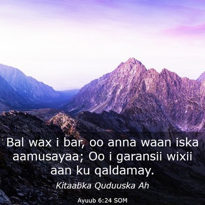 Picture 03 - Ayuub 6:24 SOM - Bal wax i bar, oo anna waan iska aamusayaa; Oo i - Bible Verse Picture