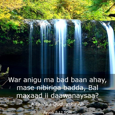 Picture 03 - Ayuub 7:12 SOM - War anigu ma bad baan ahay, mase nibiriga badda, - Bible Verse Picture