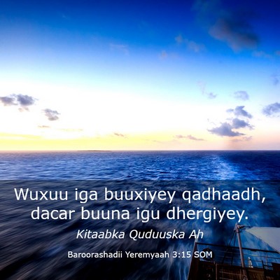 Picture 03 - Baroorashadii Yeremyaah 3:15 SOM - Wuxuu iga buuxiyey qadhaadh, dacar buuna igu - Bible Verse Picture