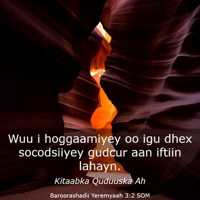 Picture 03 - Baroorashadii Yeremyaah 3:2 SOM - Wuu i hoggaamiyey oo igu dhex socodsiiyey gudcur - Bible Verse Picture