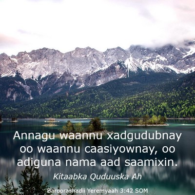 Picture 03 - Baroorashadii Yeremyaah 3:42 SOM - Annagu waannu xadgudubnay oo waannu caasiyownay, - Bible Verse Picture