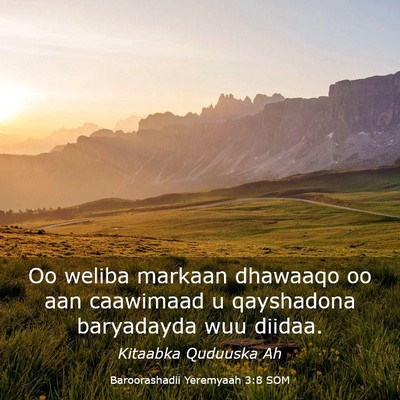 Picture 03 - Baroorashadii Yeremyaah 3:8 SOM - Oo weliba markaan dhawaaqo oo aan caawimaad u - Bible Verse Picture