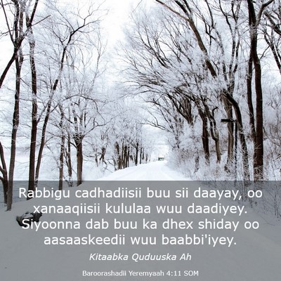Picture 03 - Baroorashadii Yeremyaah 4:11 SOM - Rabbigu cadhadiisii buu sii daayay, oo - Bible Verse Picture