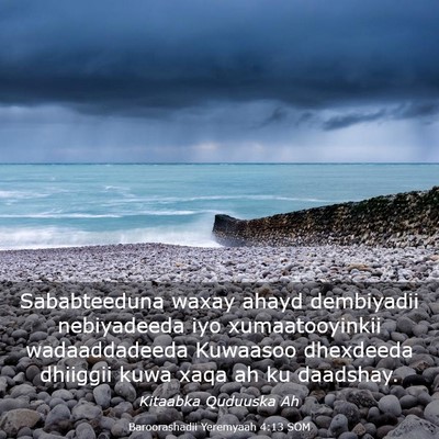 Picture 03 - Baroorashadii Yeremyaah 4:13 SOM - Sababteeduna waxay ahayd dembiyadii nebiyadeeda - Bible Verse Picture
