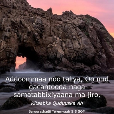 Picture 03 - Baroorashadii Yeremyaah 5:8 SOM - Addoommaa noo taliya, Oo mid gacantooda naga - Bible Verse Picture