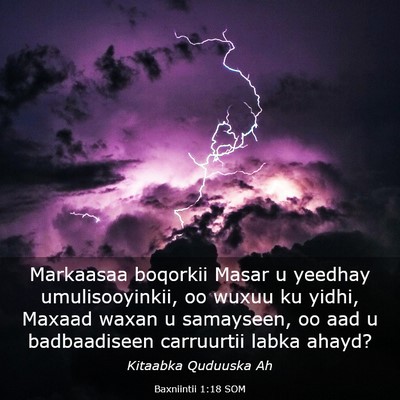 Picture 03 - Baxniintii 1:18 SOM - Markaasaa boqorkii Masar u yeedhay - Bible Verse Picture