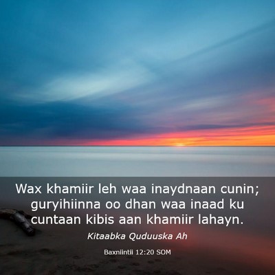 Picture 03 - Baxniintii 12:20 SOM - Wax khamiir leh waa inaydnaan cunin; guryihiinna - Bible Verse Picture
